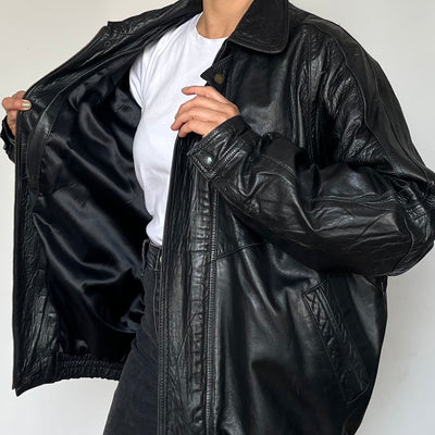 Black Bomber leather jacket