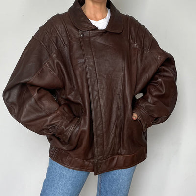 Brown leather Bomber jacket