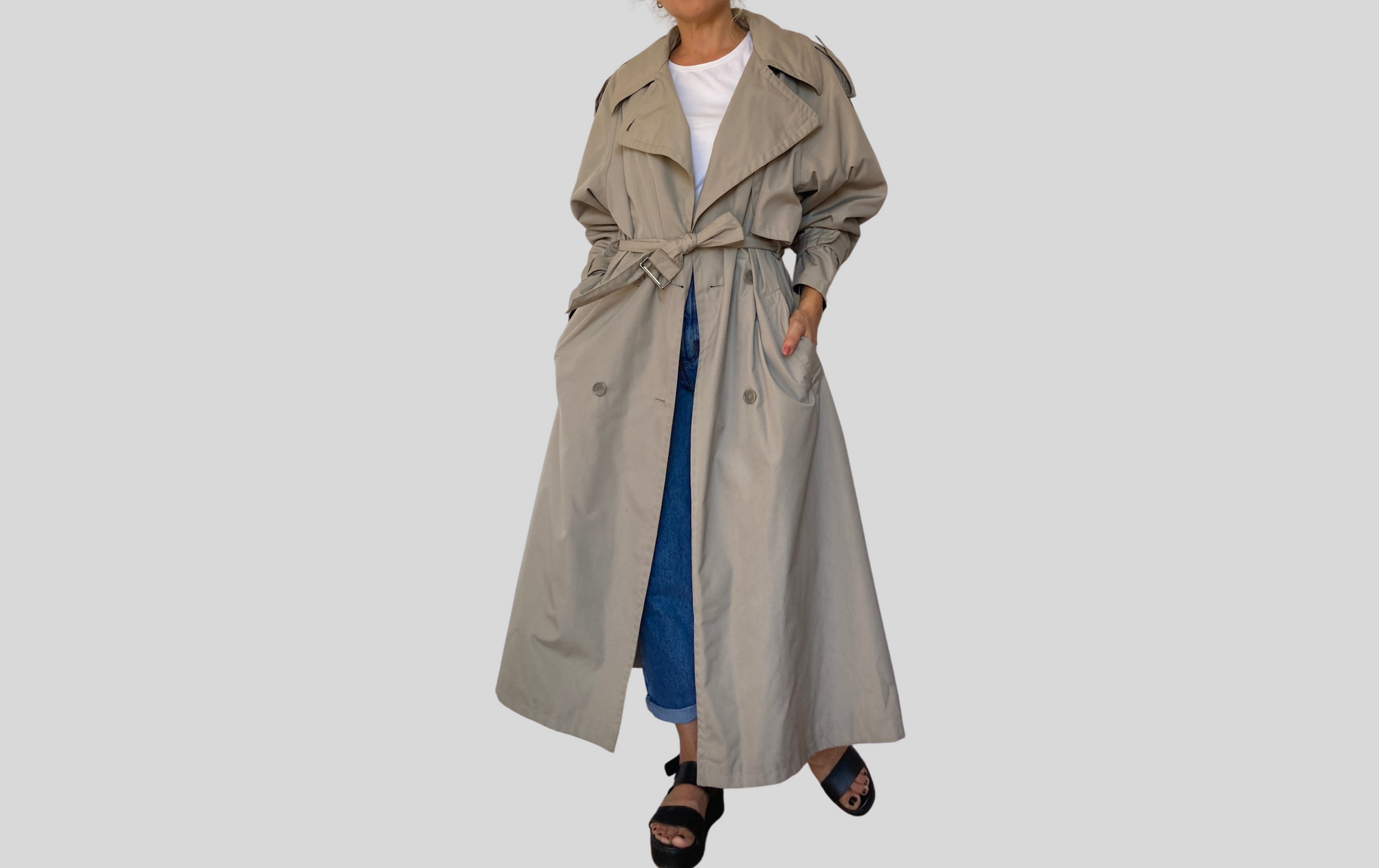 Beige Long Trench Coat