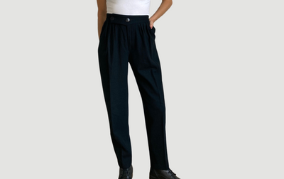 Black wool trousers