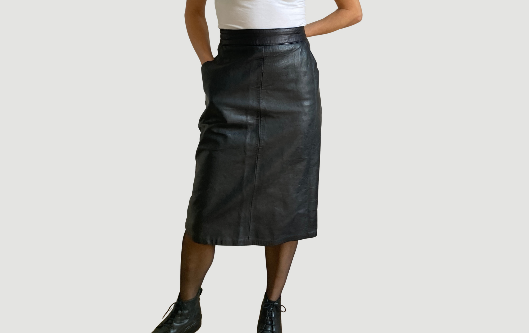 Black leather skirt