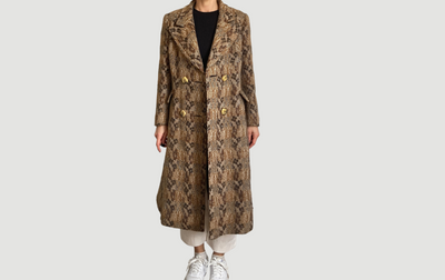 Abstract Wool Long Coat