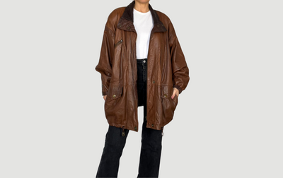 Brown Parka leather jacket