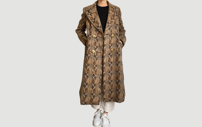 Abstract Wool Long Coat