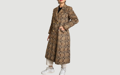 Abstract Wool Long Coat