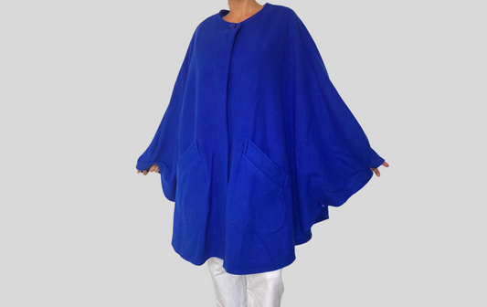 Blue Cashmere Cape Coat