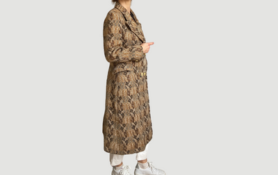 Abstract Wool Long Coat