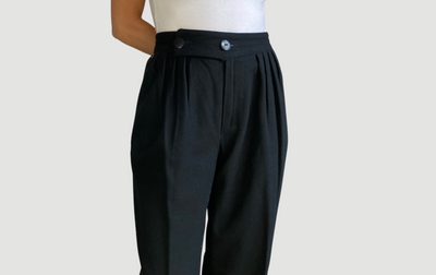 Black wool trousers