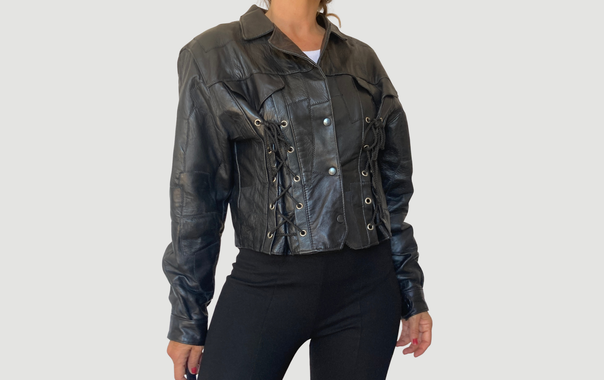 Lace-up Leather Jacket