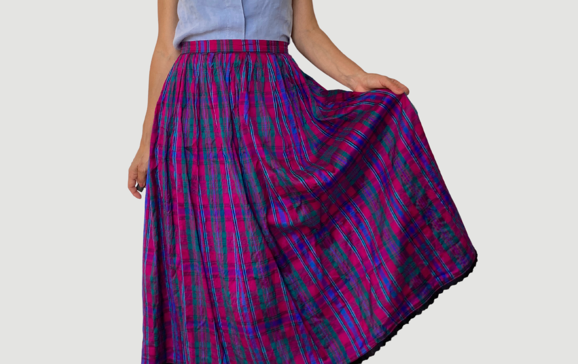 Plaid silk skirt