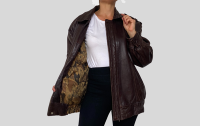 Dark brown Bomber leather jacket