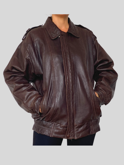 Dark brown Bomber leather jacket