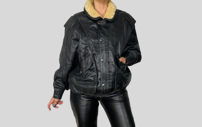 Bomber sherpa leather jacket