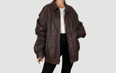 Brown Bomber leather jacket