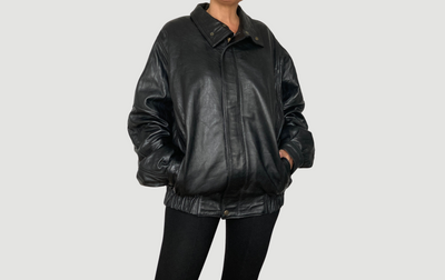 Black Bomber leather jacket