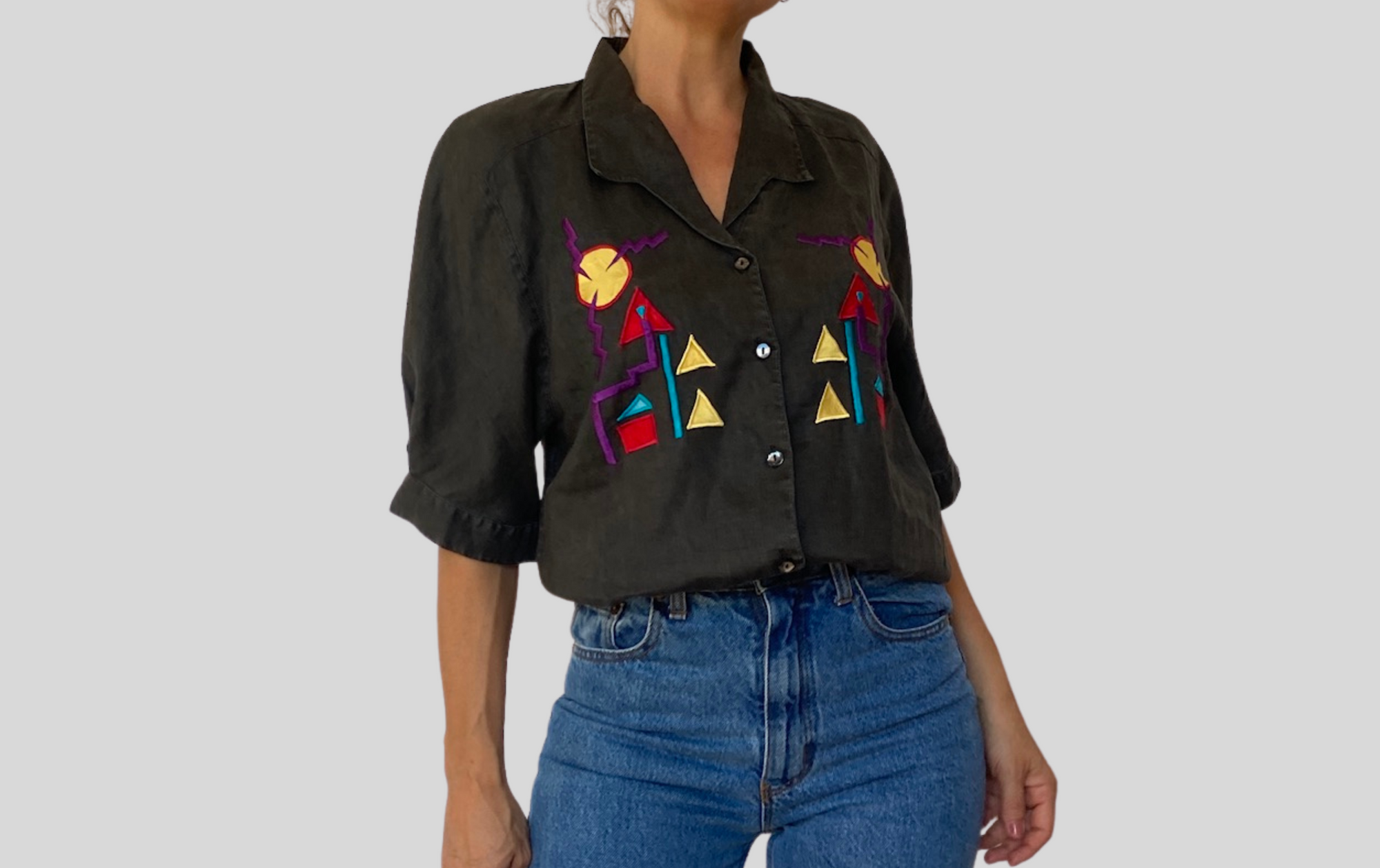 Geometric embroidered blouse