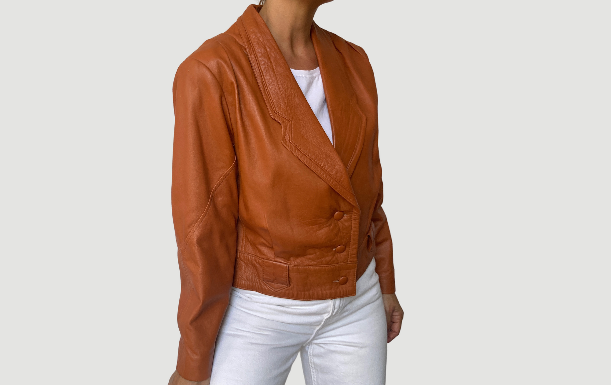 Crop leather jacket