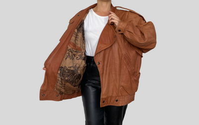 Brown Bomber leather jacket