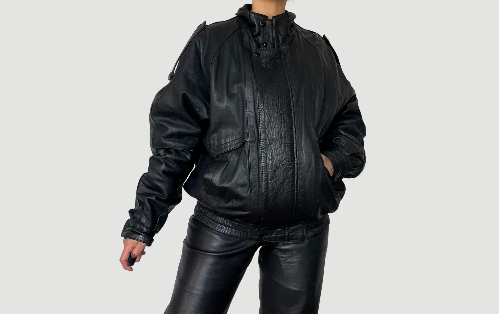 Black Bomber leather jacket