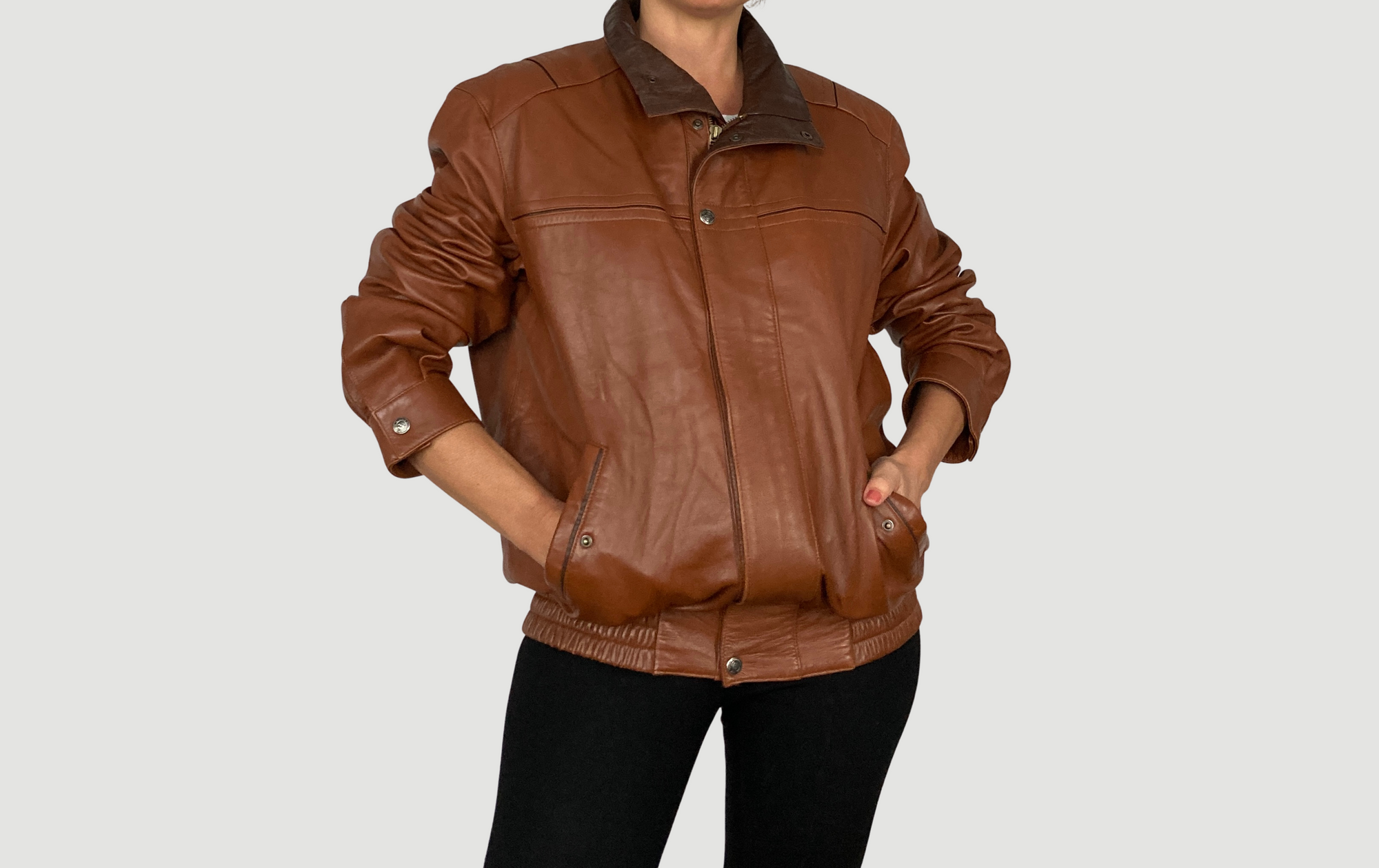 Brown Bomber leather jacket