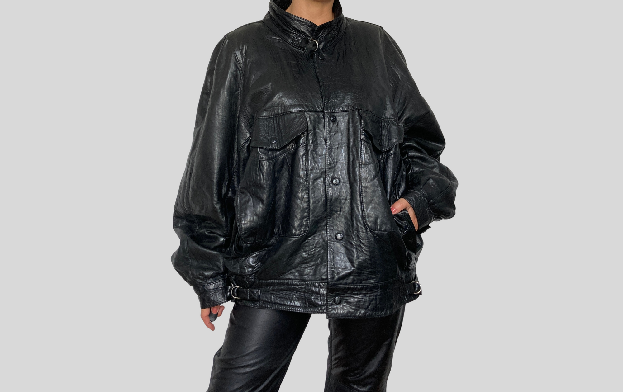 Black Bomber leather jacket