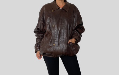 Brown Bomber leather jacket