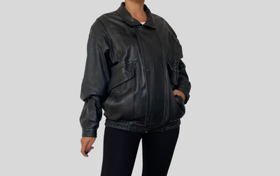 Black Bomber leather jacket