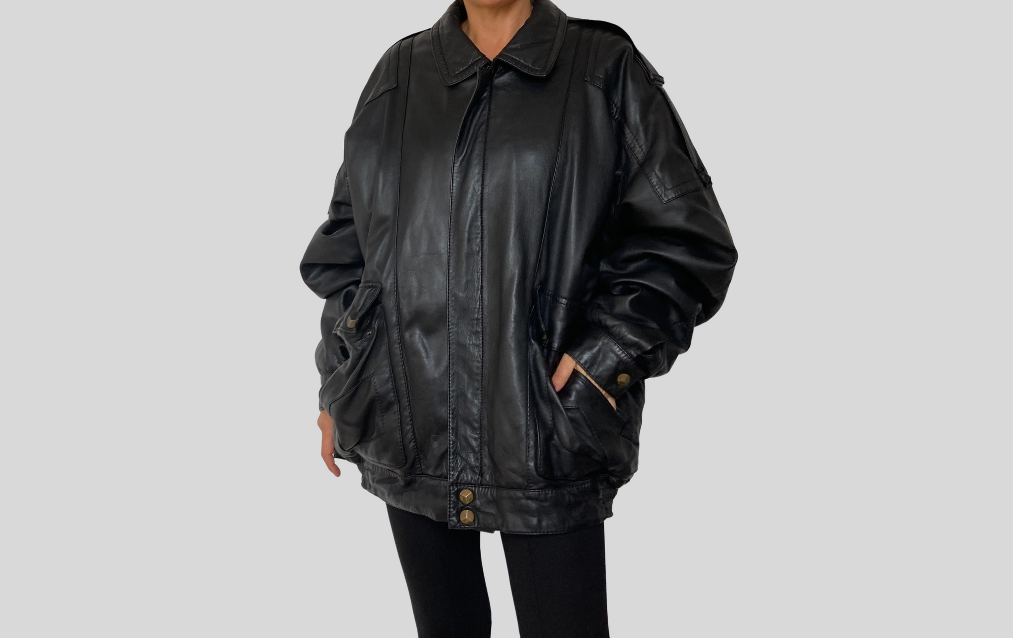 Black Bomber leather jacket