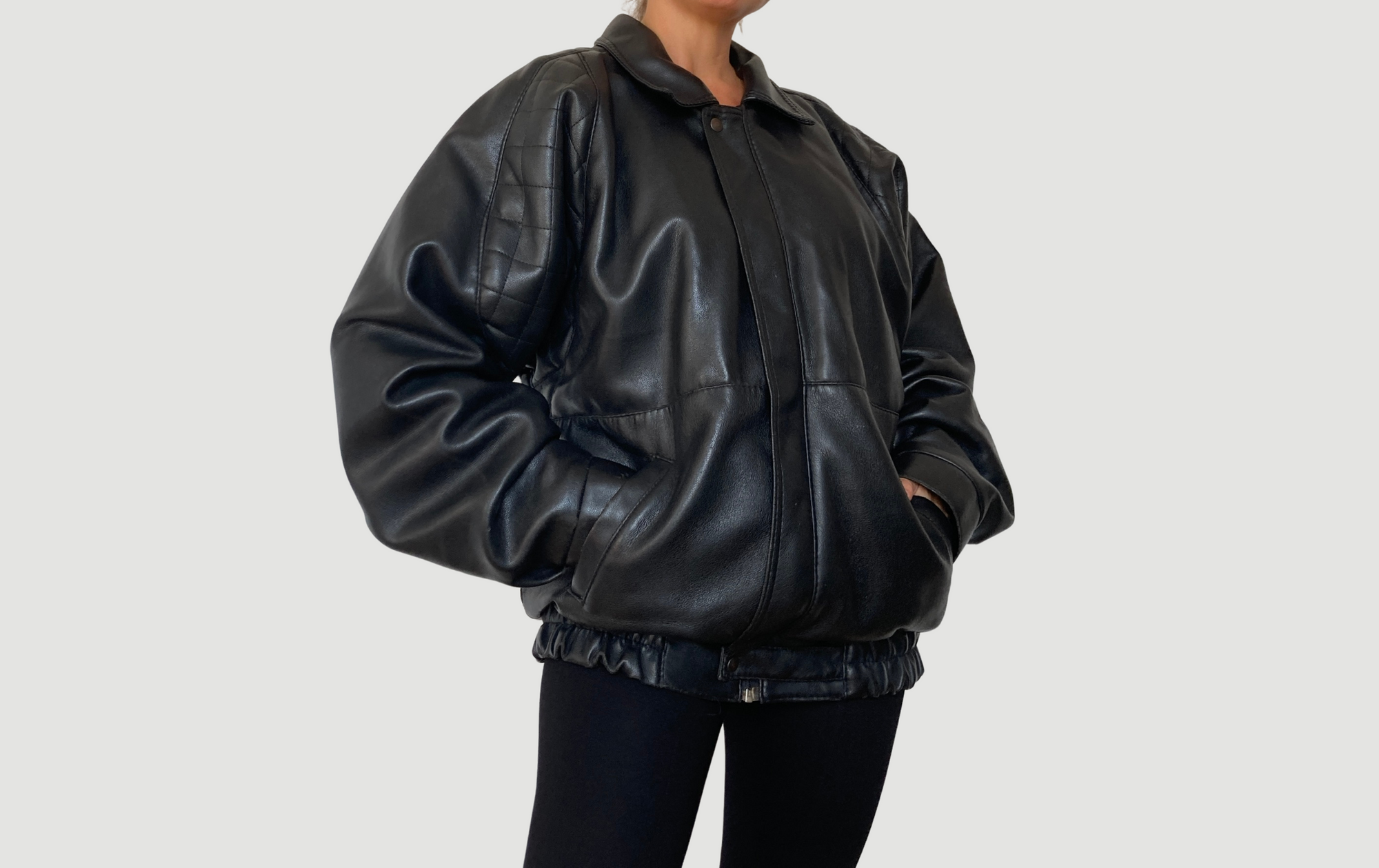 Black Bomber leather jacket