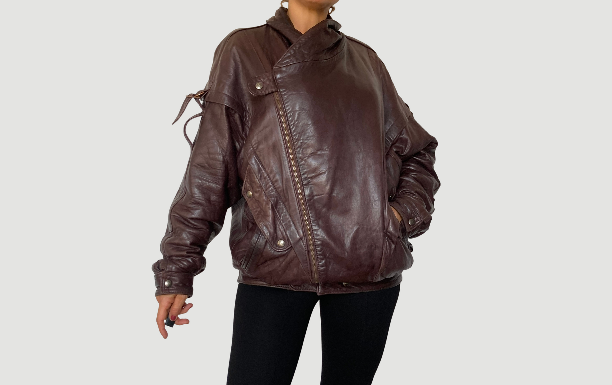 Dark Burgundy Bomber leather jacket