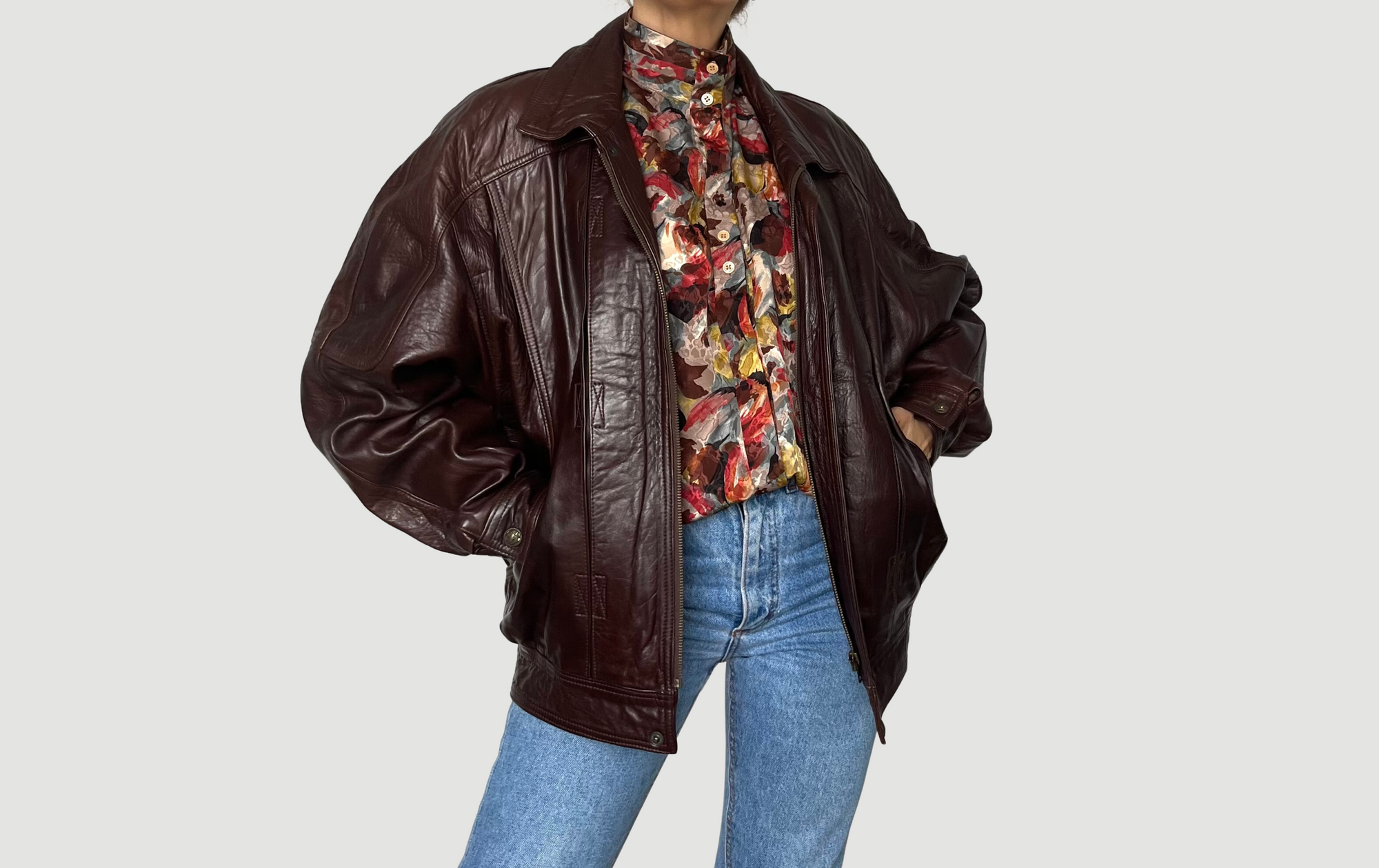 Vintage leather Bomber jacket