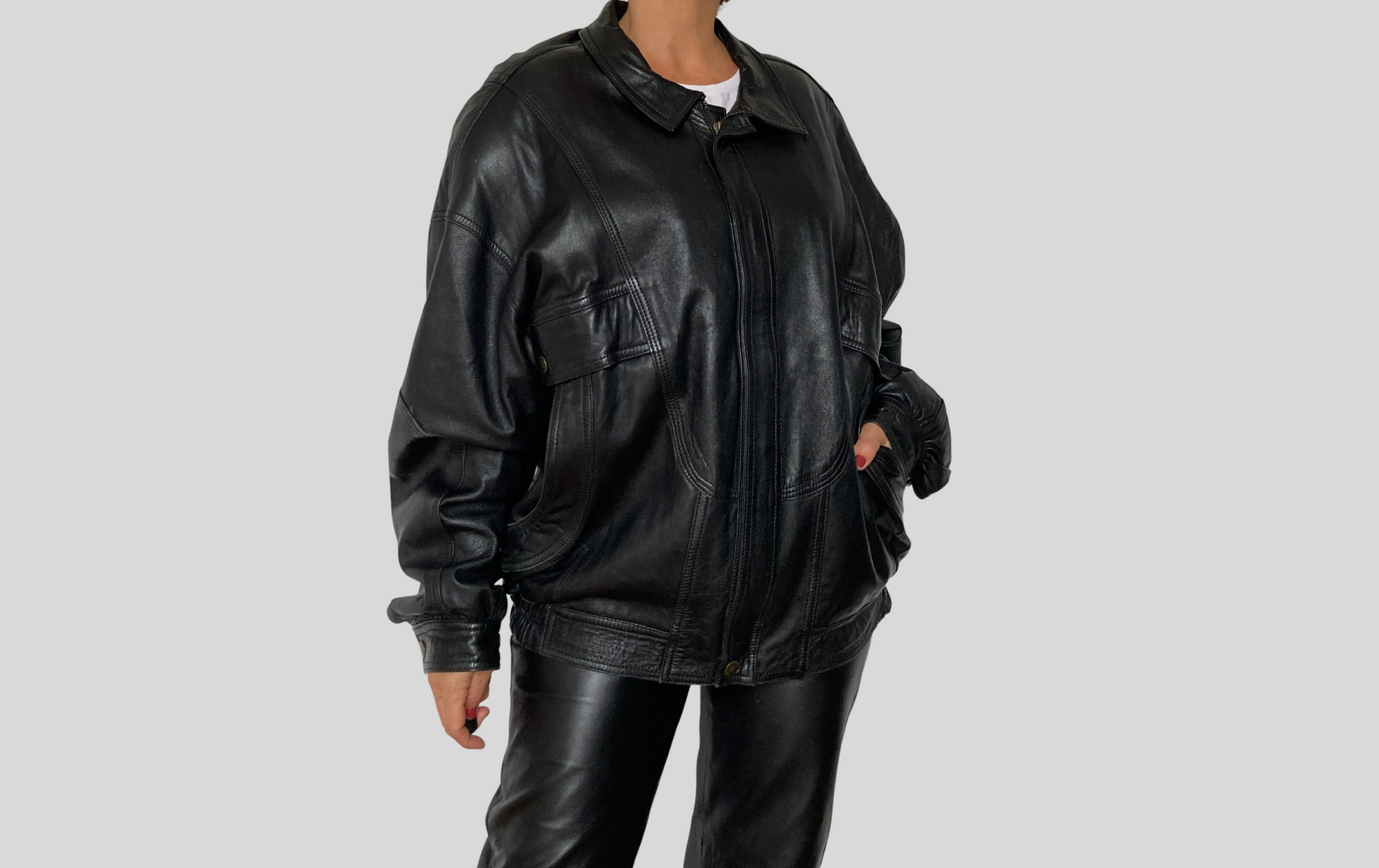 Black Bomber leather jacket