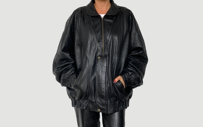 Black Bomber leather jacket