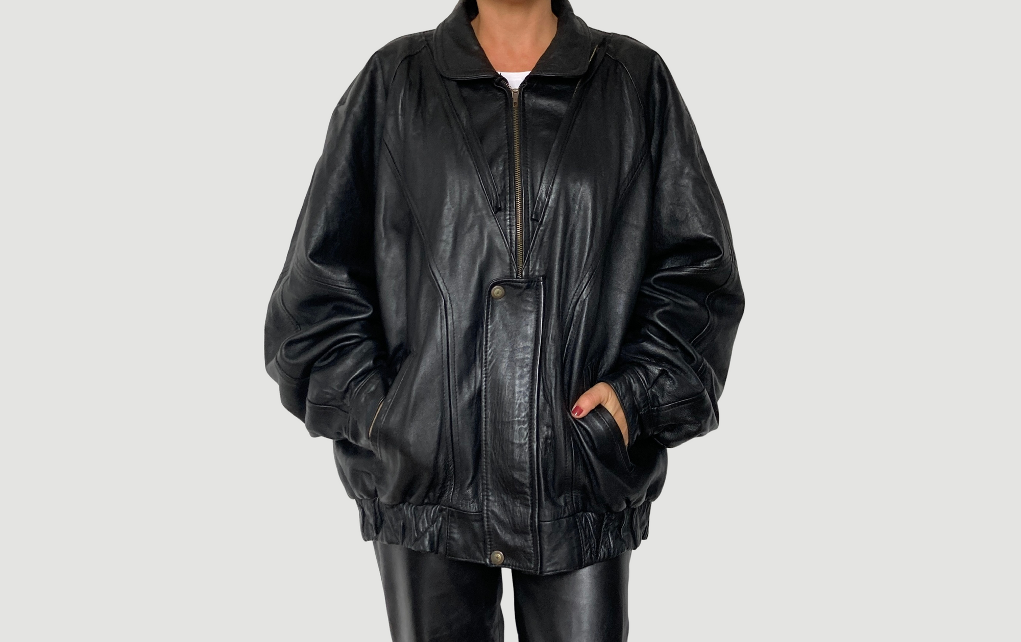 Black Bomber leather jacket