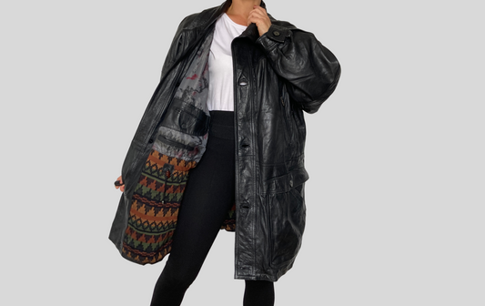 Parka leather jacket