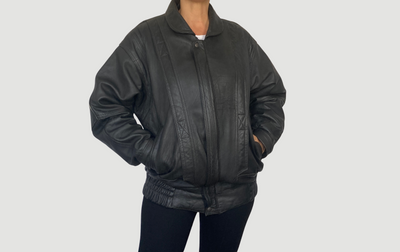 Black Bomber leather jacket