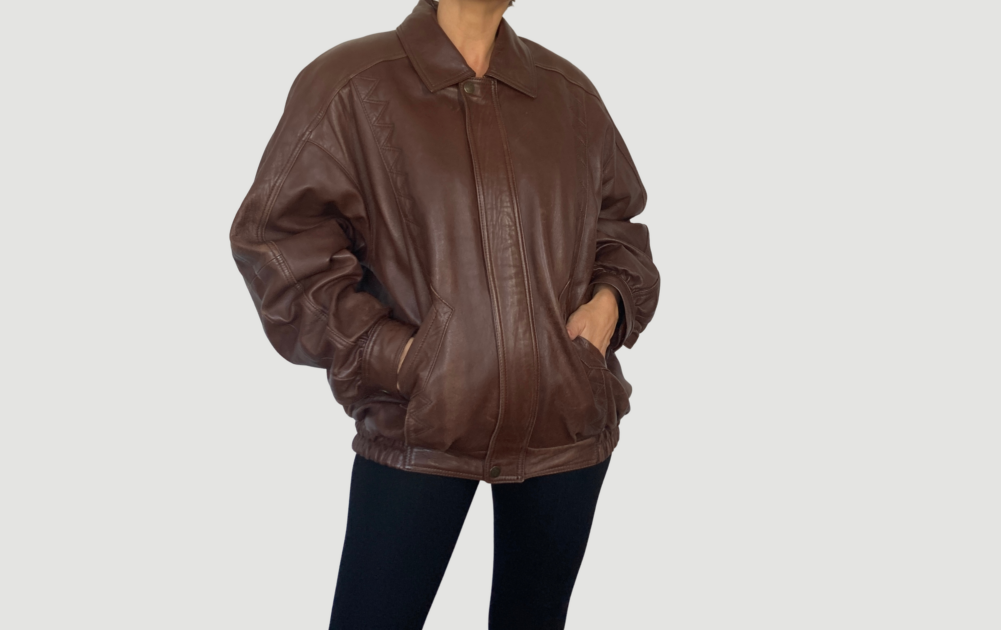 Brown Bomber leather jacket