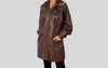 Leather parka with hood