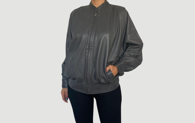 Gray Bomber leather jacket