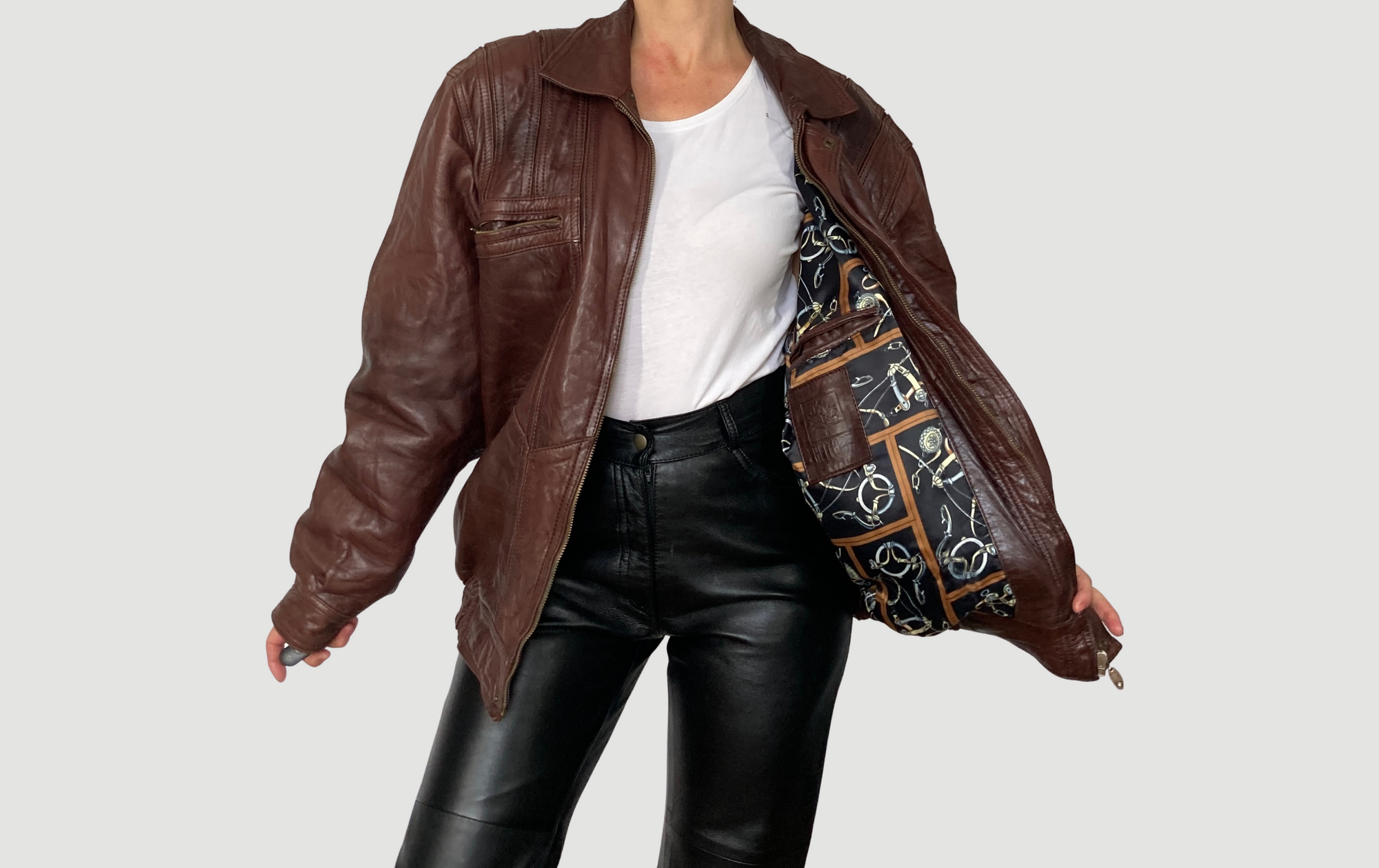 Brown Bomber leather jacket