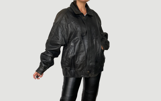 Black Bomber leather jacket