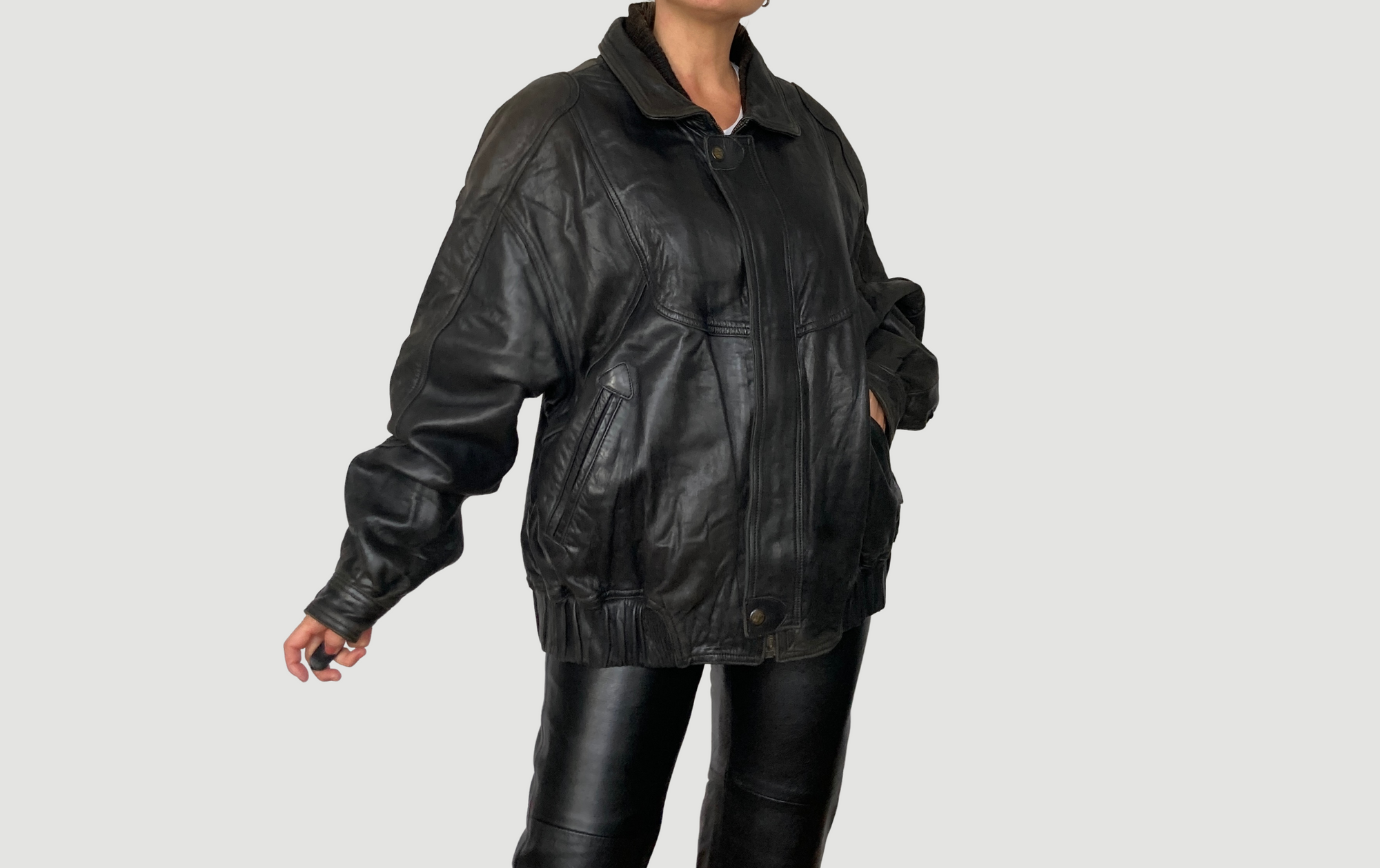 Black Bomber leather jacket