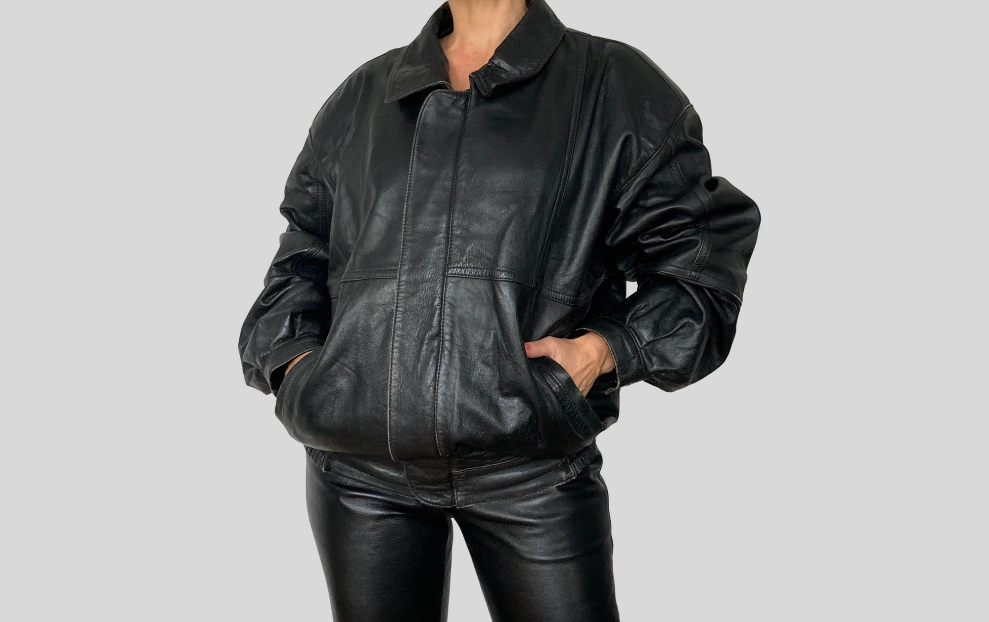 Black Bomber leather jacket