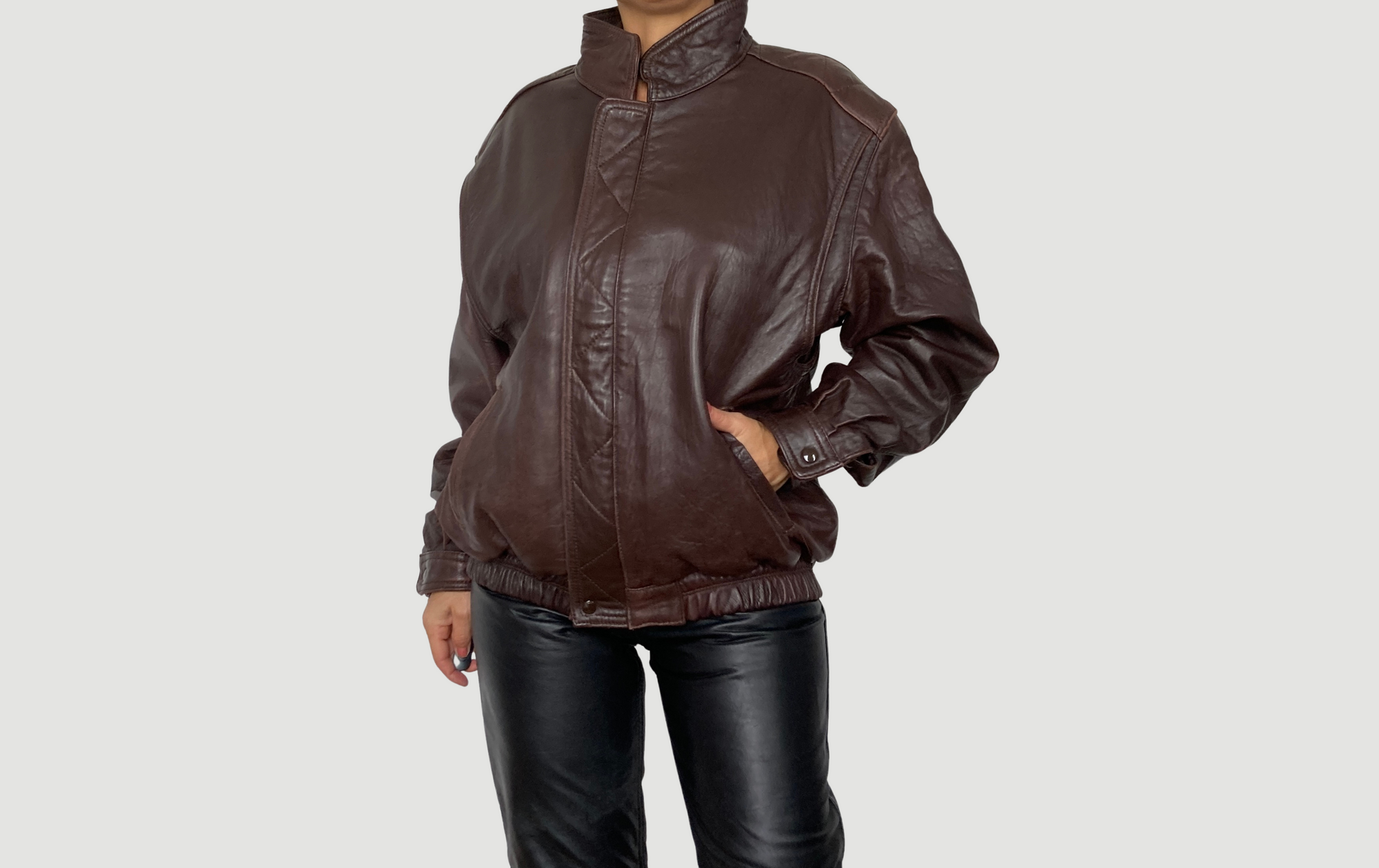 Dark Burgundy Bomber leather jacket