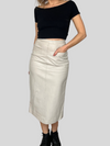 Ivory Leather Skirt With Pockets