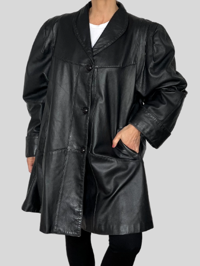 Black Leather Overcoat