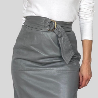 Gray leather skirt