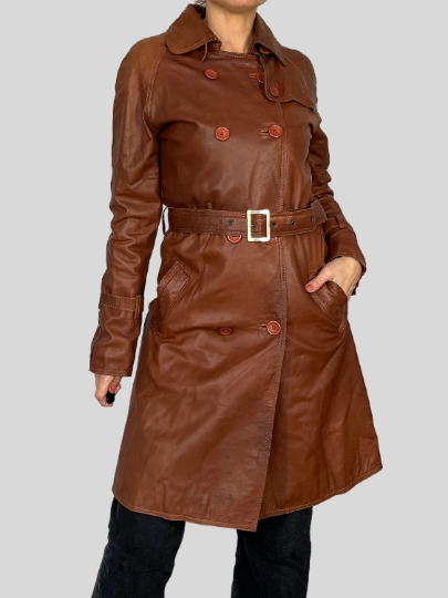 Leather Trench Coat with belt