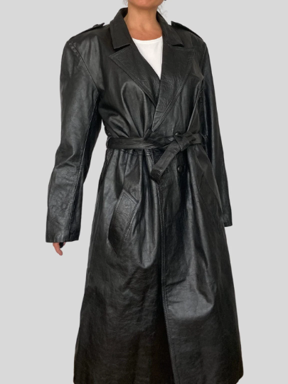 Black Leather Trench Coat