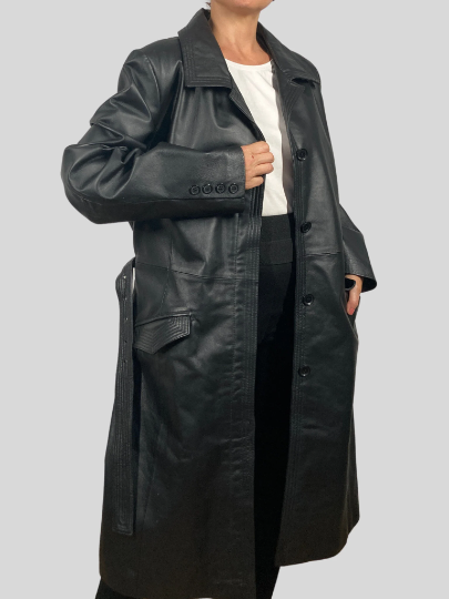 Black Leather Trench Coat